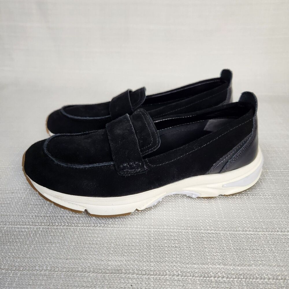 Vionic Women's Walk Roam Loafers Size 6.5 Black Suede Leather Comfort Shoes